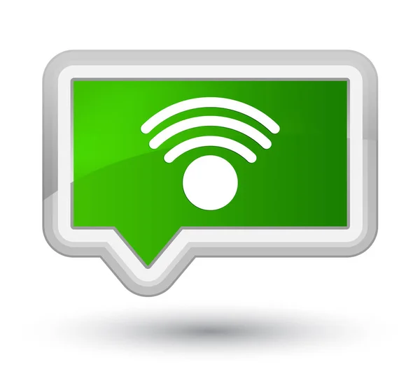 Ícone de Wi-Fi botão banner verde principal — Fotografia de Stock