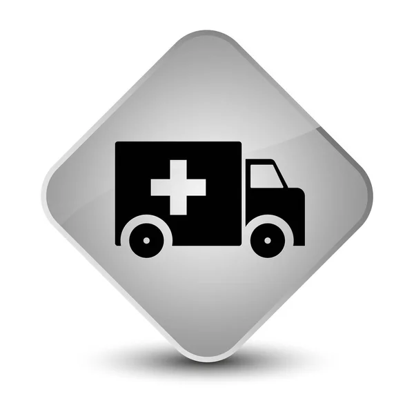 Ambulance icon elegant white diamond button — Stock Photo, Image