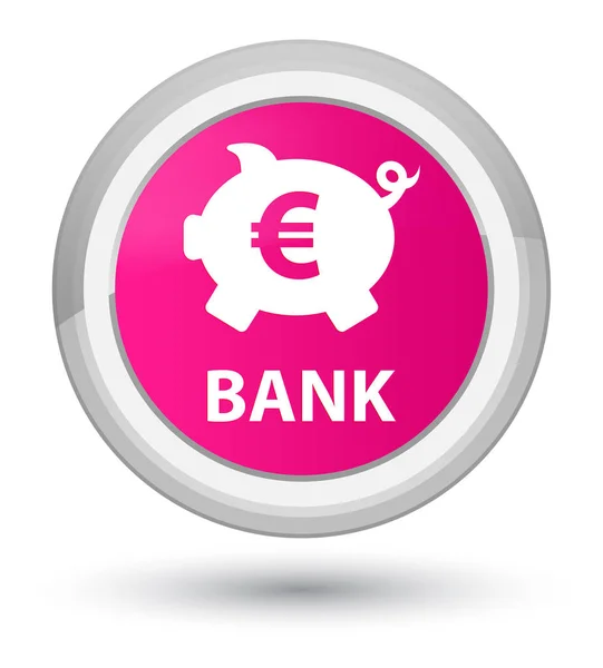 Banque (tirelire euro signe) bouton rond rose prime — Photo