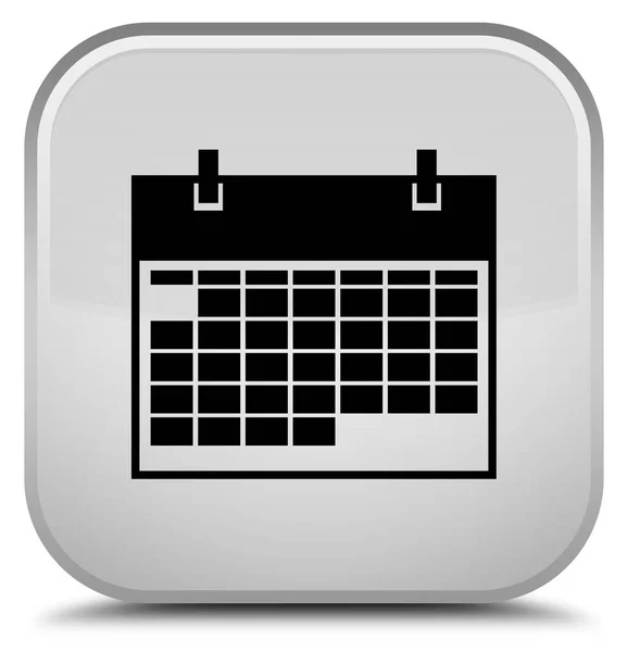 Kalendarz ikona specjalny biały kwadratowy przycisk — Zdjęcie stockowe