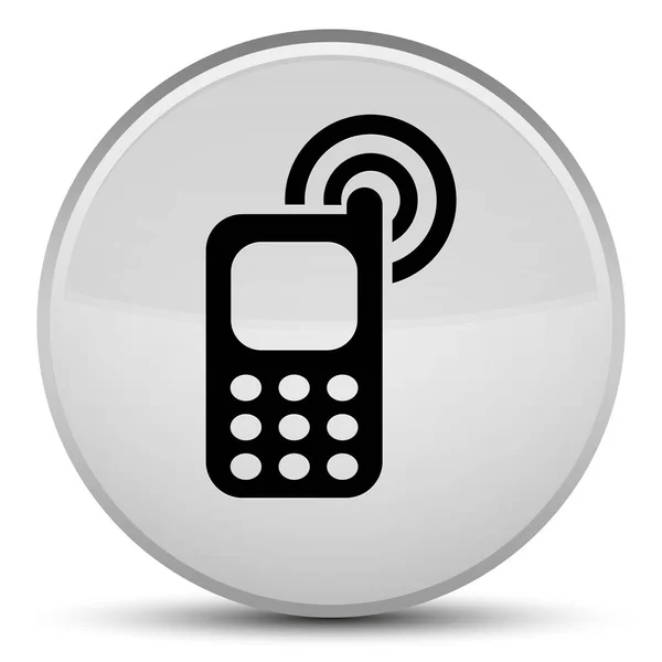 Mobiele telefoon rinkelen pictogram speciale witte ronde knop — Stockfoto