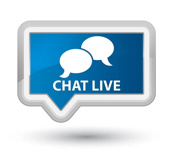 Chat ao vivo botão banner azul primo — Fotografia de Stock