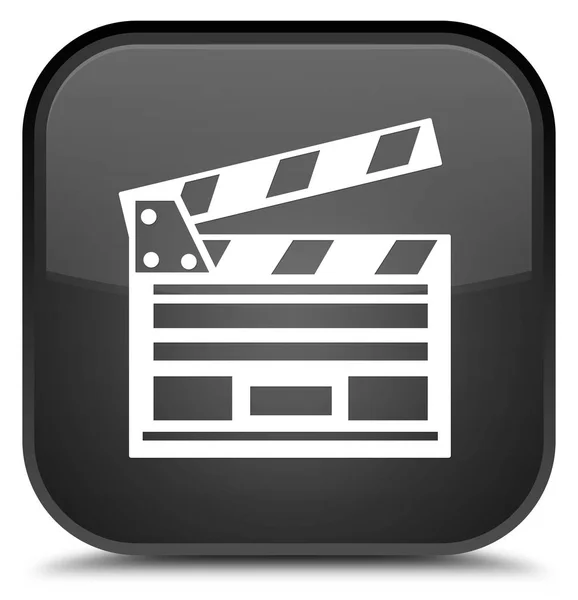 Ícone clipe de cinema botão quadrado preto especial — Fotografia de Stock