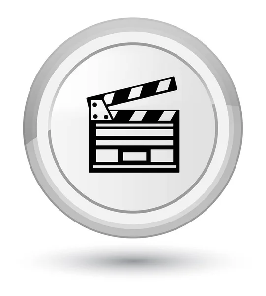 Kino klip ikona prime biały okrągły przycisk — Zdjęcie stockowe
