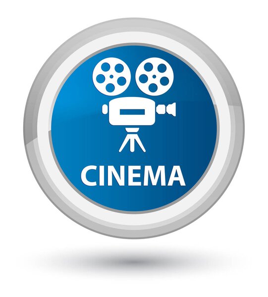 Cinema (video camera icon) isolated on prime blue round button abstract illustration