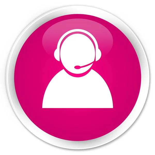 Klant zorg pictogram premie roze ronde knop — Stockfoto