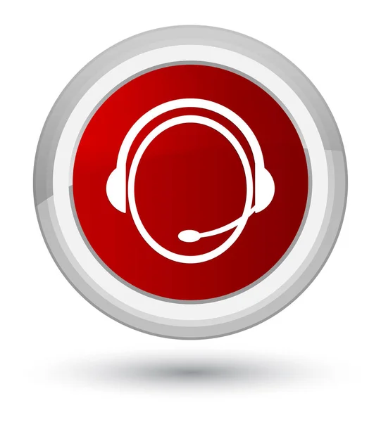 Servizio clienti icona primo pulsante rotondo rosso — Foto Stock