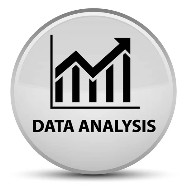 Analisis data (ikon statistik) tombol bundar putih spesial — Stok Foto