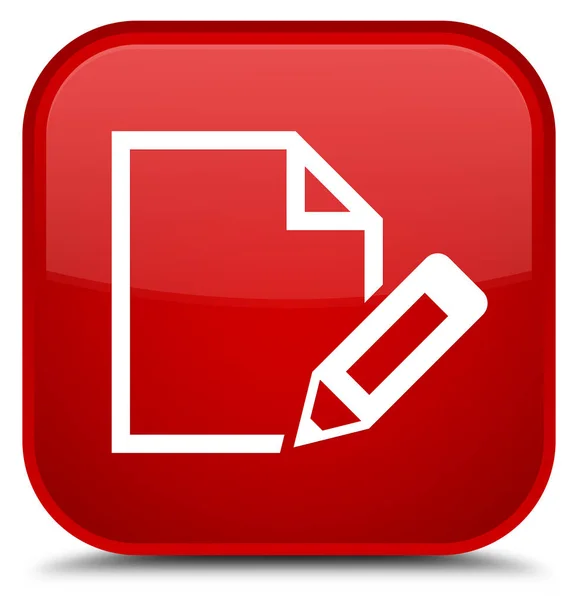Dokument-Symbol bearbeiten spezielle rote quadratische Taste — Stockfoto
