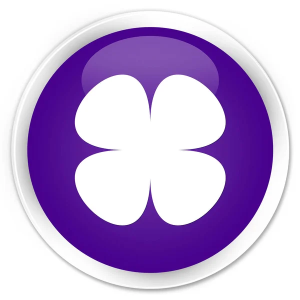 Bloem blad pictogram premie paarse ronde knop — Stockfoto