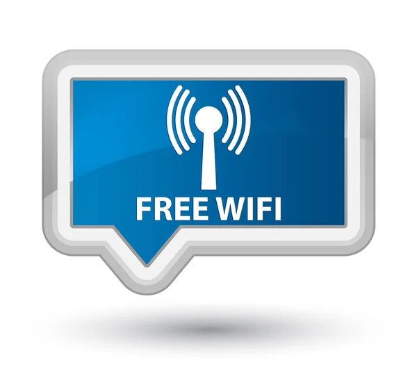 무료 wifi (무선 네트워크) 프라임 블루 배너 버튼 — 스톡 사진
