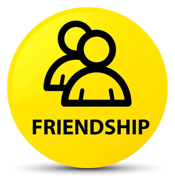 黄色の友情 (グループ アイコン) ラウンド ボタン — ストック写真
