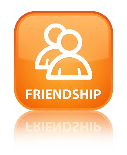 Φιλία (εικονίδιο ομάδας) ειδική πορτοκαλί τετράγωνο κουμπί — Φωτογραφία Αρχείου