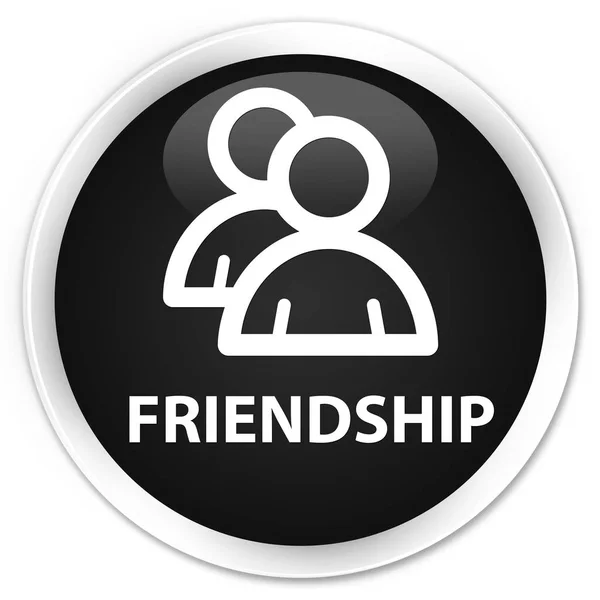 Amizade (ícone de grupo) botão redondo preto prémio — Fotografia de Stock