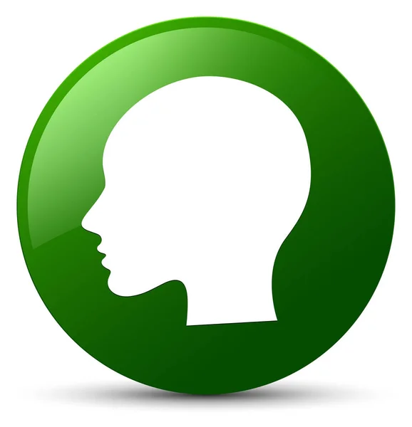 Κεφάλι γυναίκας πρόσωπο εικονίδιο πράσινο στρογγυλό κουμπί — Φωτογραφία Αρχείου