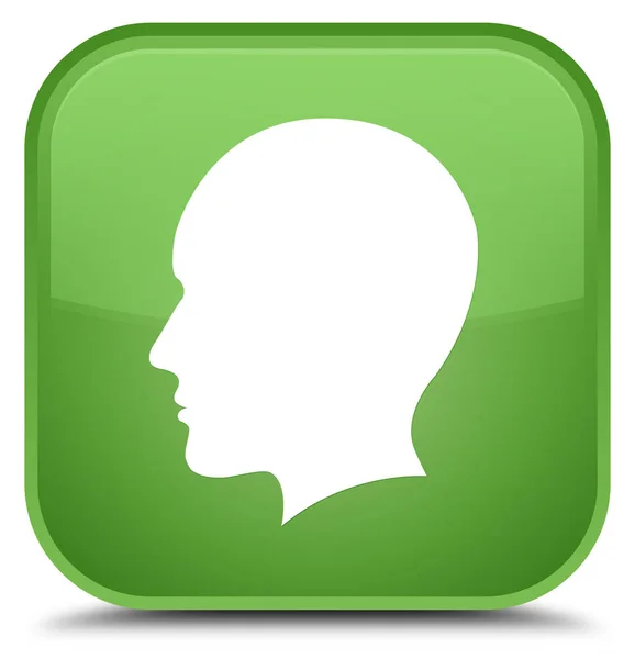 Κεφάλι άνδρες αντιμετωπίζουν ειδικό μαλακό πράσινο τετράγωνο κουμπί εικονίδιο — Φωτογραφία Αρχείου