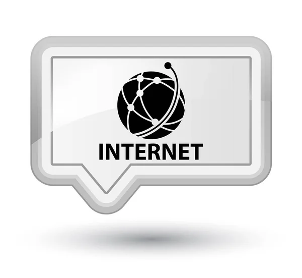 Botón principal de banner blanco de Internet (icono de red global) — Foto de Stock