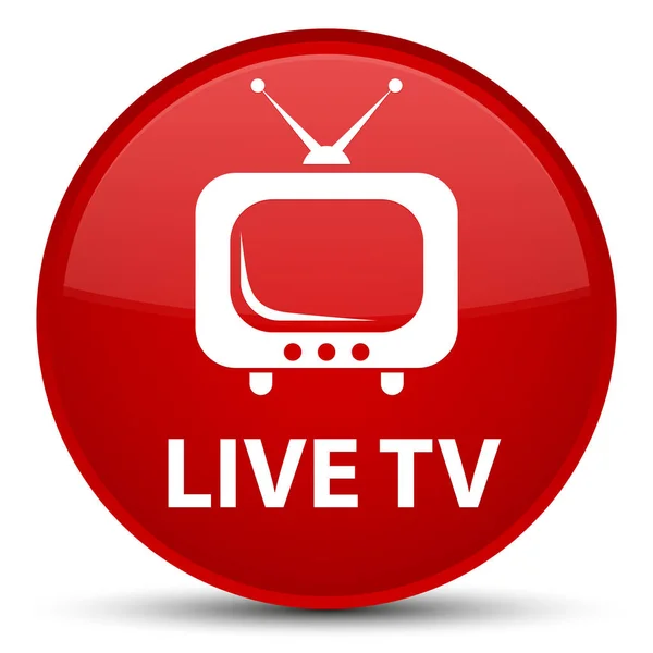 TV en vivo especial rojo botón redondo —  Fotos de Stock