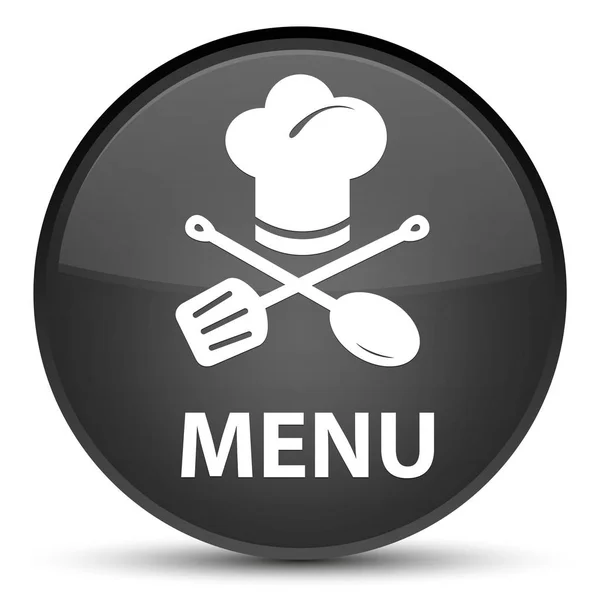Menü (Restoran simgesi) özel siyah yuvarlak düğmesi — Stok fotoğraf