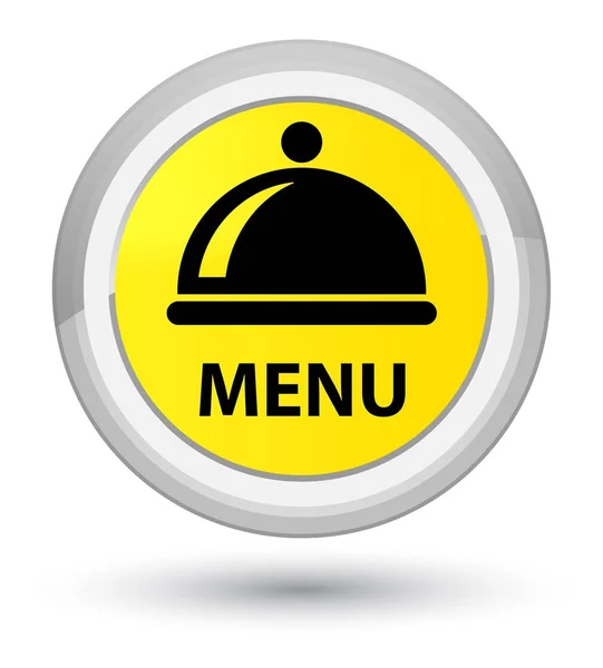Menú (icono de plato de comida) botón redondo amarillo primo — Foto de Stock