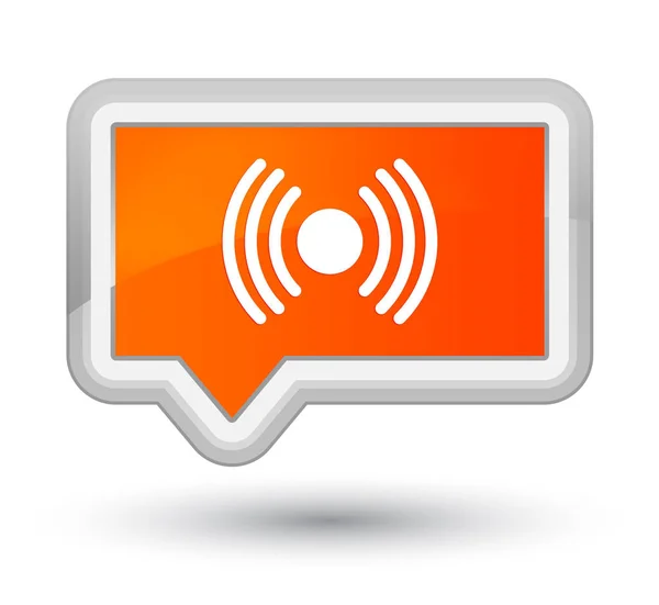 Icono de señal de red primer botón de banner naranja — Foto de Stock
