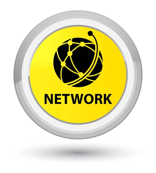네트워크 (글로벌 네트워크 아이콘) 주요 노란색 라운드 버튼 — 스톡 사진
