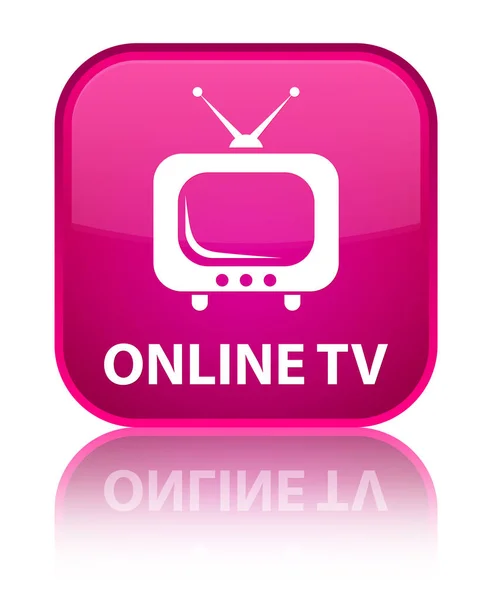 Online tv speciale roze vierkante knop — Stockfoto