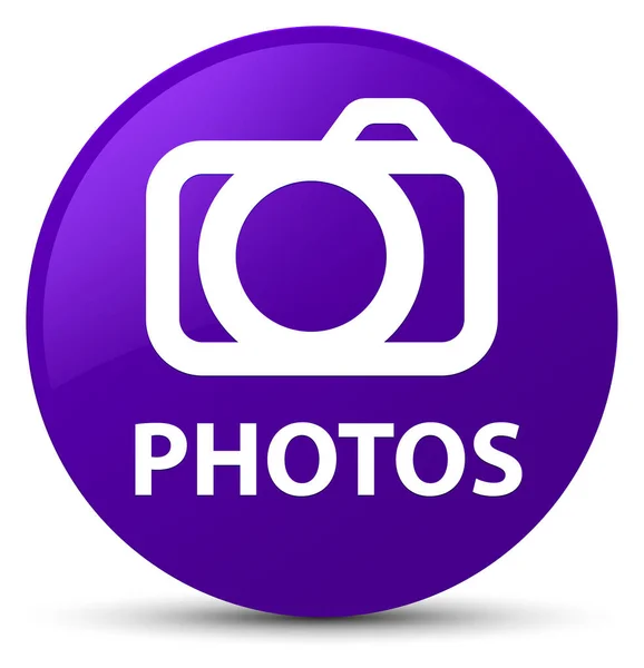 Photos (camera icon) purple round button — Stock Photo, Image