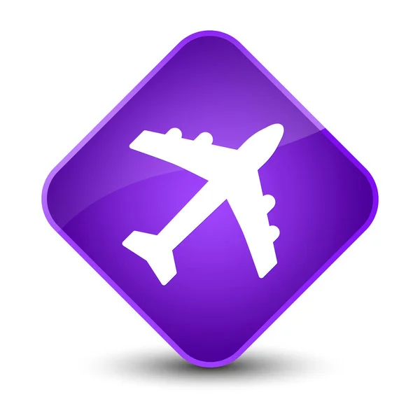 Plane icon elegant purple diamond button — Stock Photo, Image