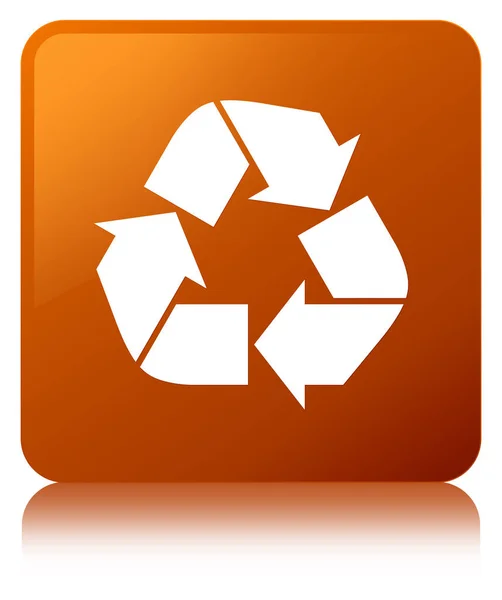 Reciclar ícone marrom botão quadrado — Fotografia de Stock
