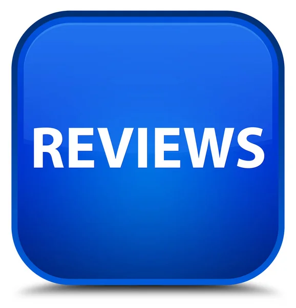 Reviews special blue square button — Stock Photo, Image