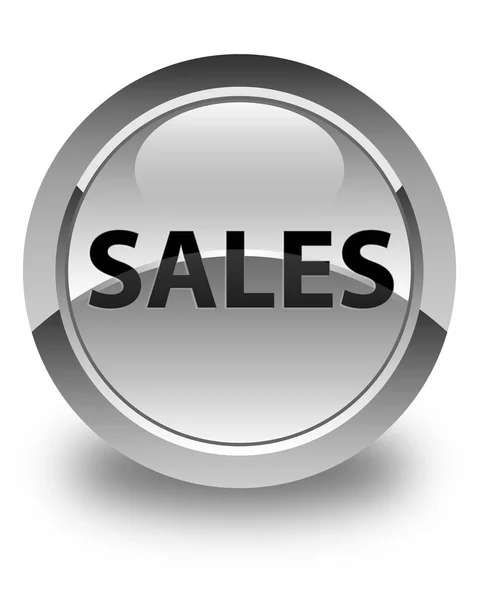 Sales glossy white round button — Stock Photo, Image