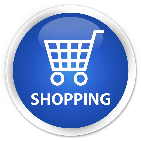 Premium niebieski okrągły przycisk zakupy — Zdjęcie stockowe
