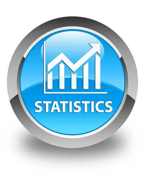 Estatísticas ciano brilhante botão redondo azul — Fotografia de Stock