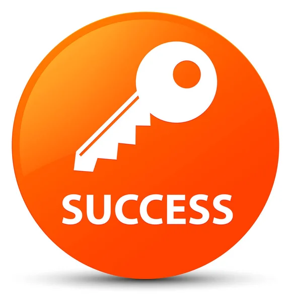 Éxito (icono clave) botón redondo naranja —  Fotos de Stock
