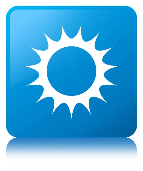 Ícone do sol botão quadrado azul ciano — Fotografia de Stock