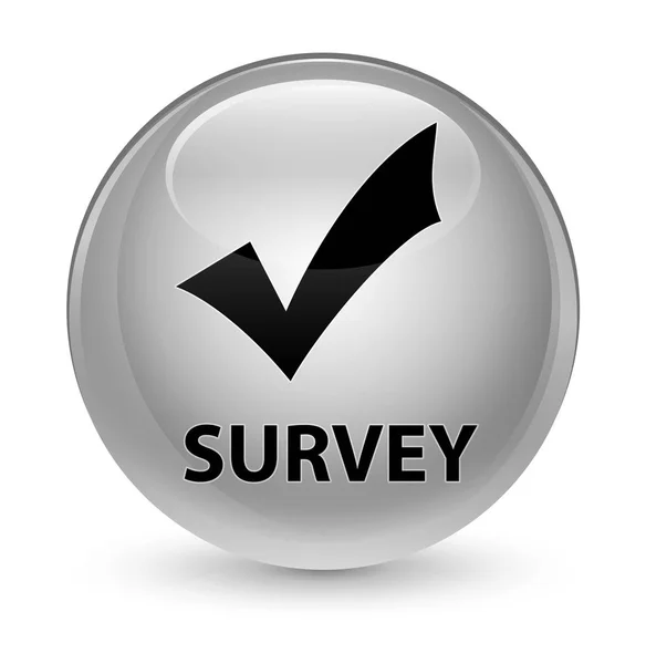 Survey (validate icon) glassy white round button — Stock Photo, Image