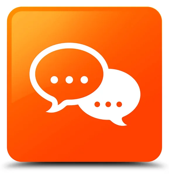 Talk burbuja icono naranja botón cuadrado — Foto de Stock