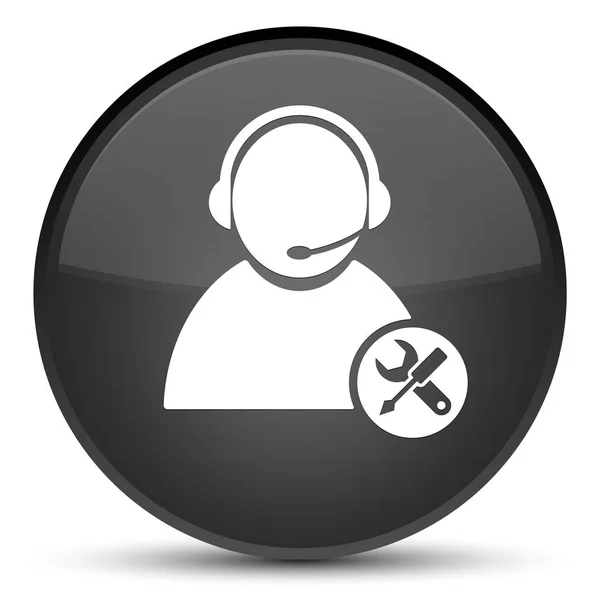 Техническая поддержка иконка специальной черной кнопки — стоковое фото