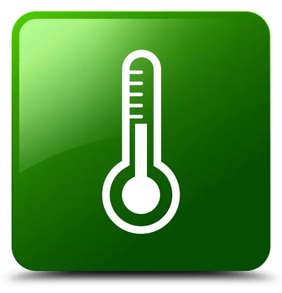 Termómetro icono verde botón cuadrado —  Fotos de Stock