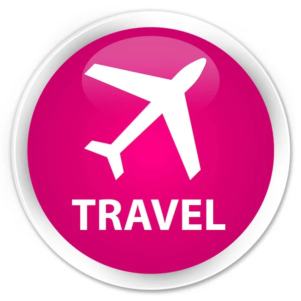 Розовая кнопка "Travel (plane icon)" — стоковое фото