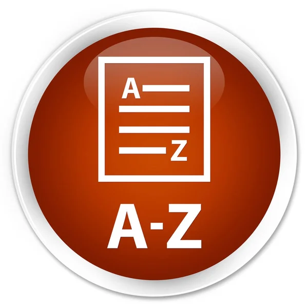 A-Z (ícone de página de lista) botão redondo marrom prémio — Fotografia de Stock
