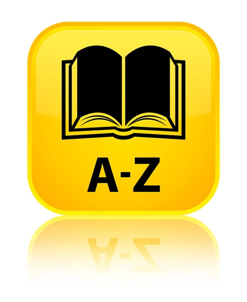 A-Z (kirja-kuvake) erityinen keltainen neliö painike — kuvapankkivalokuva