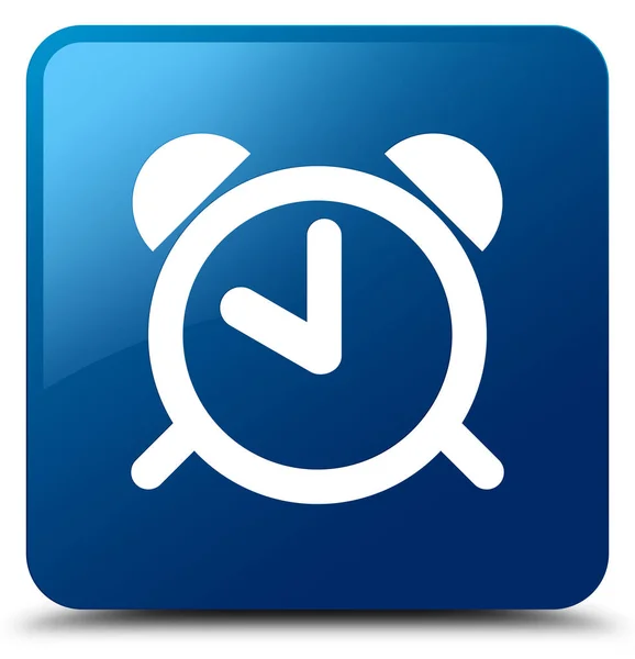 Väckarklocka ikonen blå fyrkantiga knappen — Stockfoto
