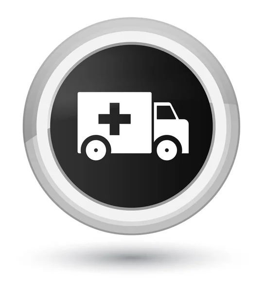 Ambulance eerste zwarte ronde knoop van het pictogram — Stockfoto