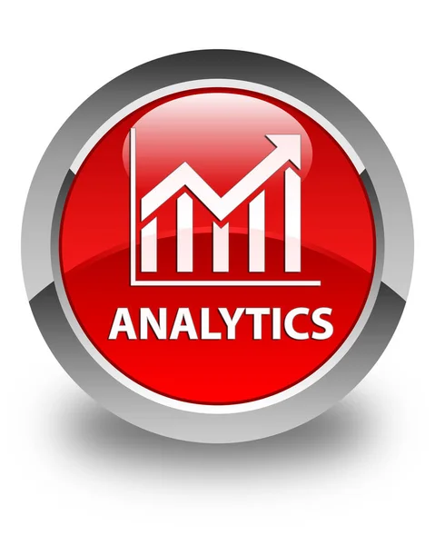 Błyszczący czerwony okrągły przycisk Analytics (statystyki ikona) — Zdjęcie stockowe