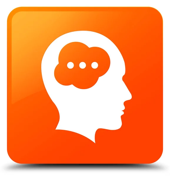 Tête de cerveau icône orange bouton carré — Photo