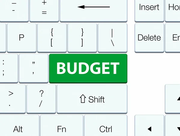 Przycisk zielony klawiatury budżetu — Zdjęcie stockowe