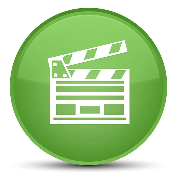 영화 클립 아이콘 특별 한 부드러운 녹색 라운드 버튼 — 스톡 사진