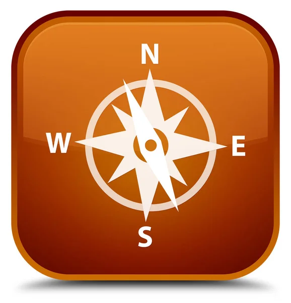 Compass icon special brown square button — Stock Photo, Image